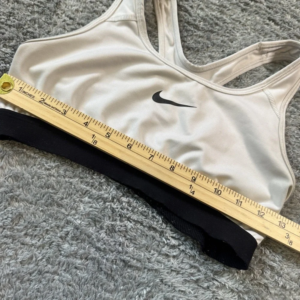Nike Dri-FIT Swoosh Sports Bra Medium White Black Racerback Medium Impact